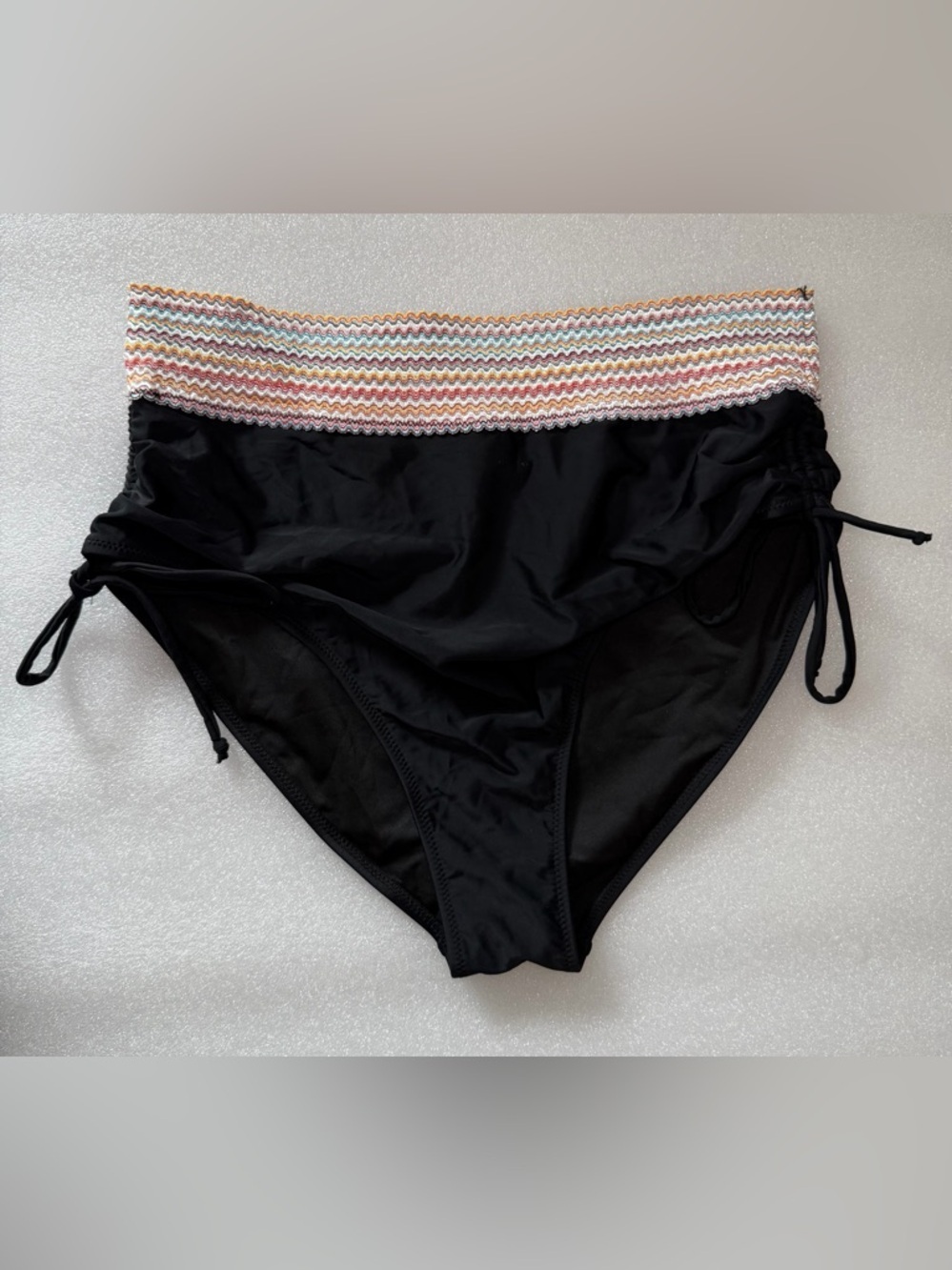 Blooming Jelly Black High Waisted Bikini Smocked Waist Ruched Adjustable Sides - Picture 4 of 11